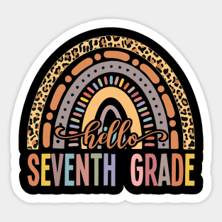 Hello Seventh Grade Leopard Rainbow Back To School Sticker